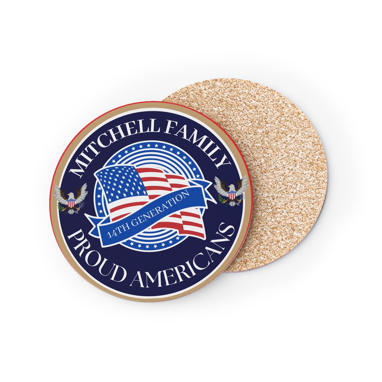 MITCHELL Personalized Proud Americans Coasters - Family Heritage Drinkware