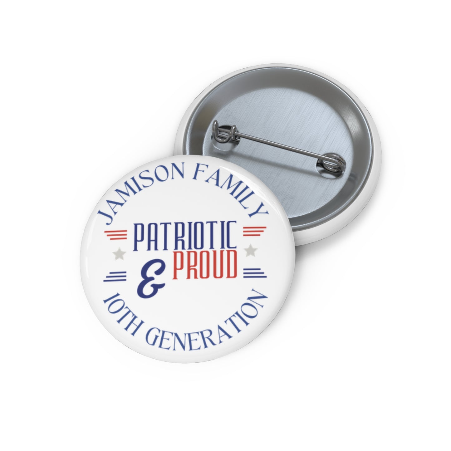 Jamison Family Patriotic Pin Buttons for Family Celebrations