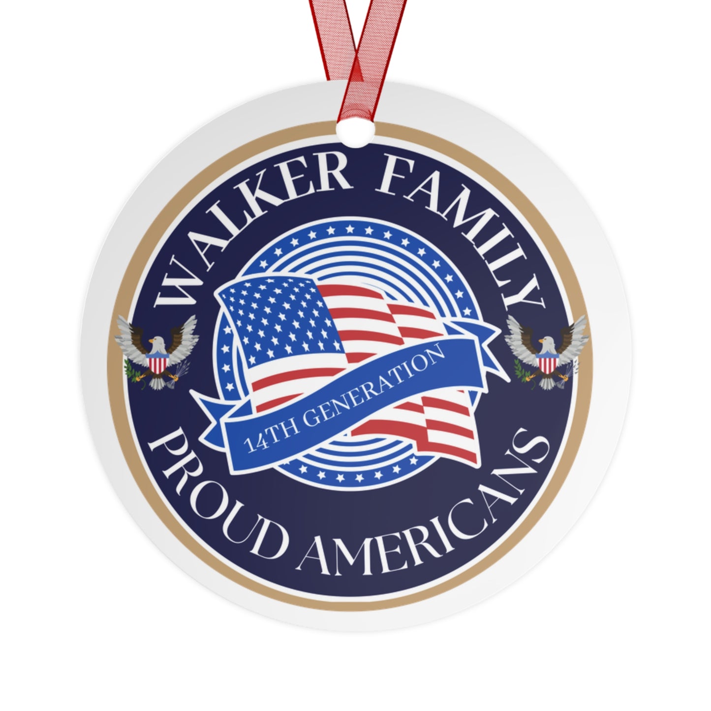 Personalized Metal Ornament - Proud Americans Family Bell