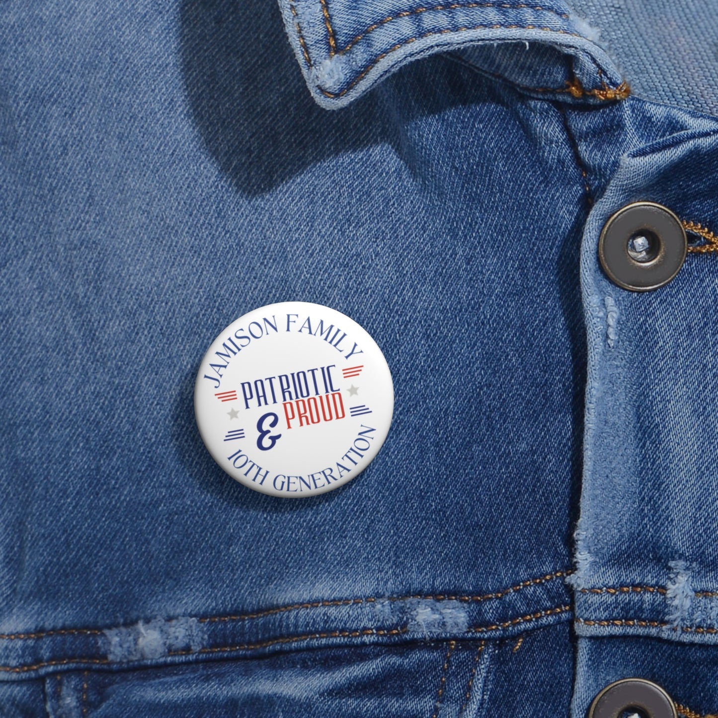 Jamison Family Patriotic Pin Buttons for Family Celebrations