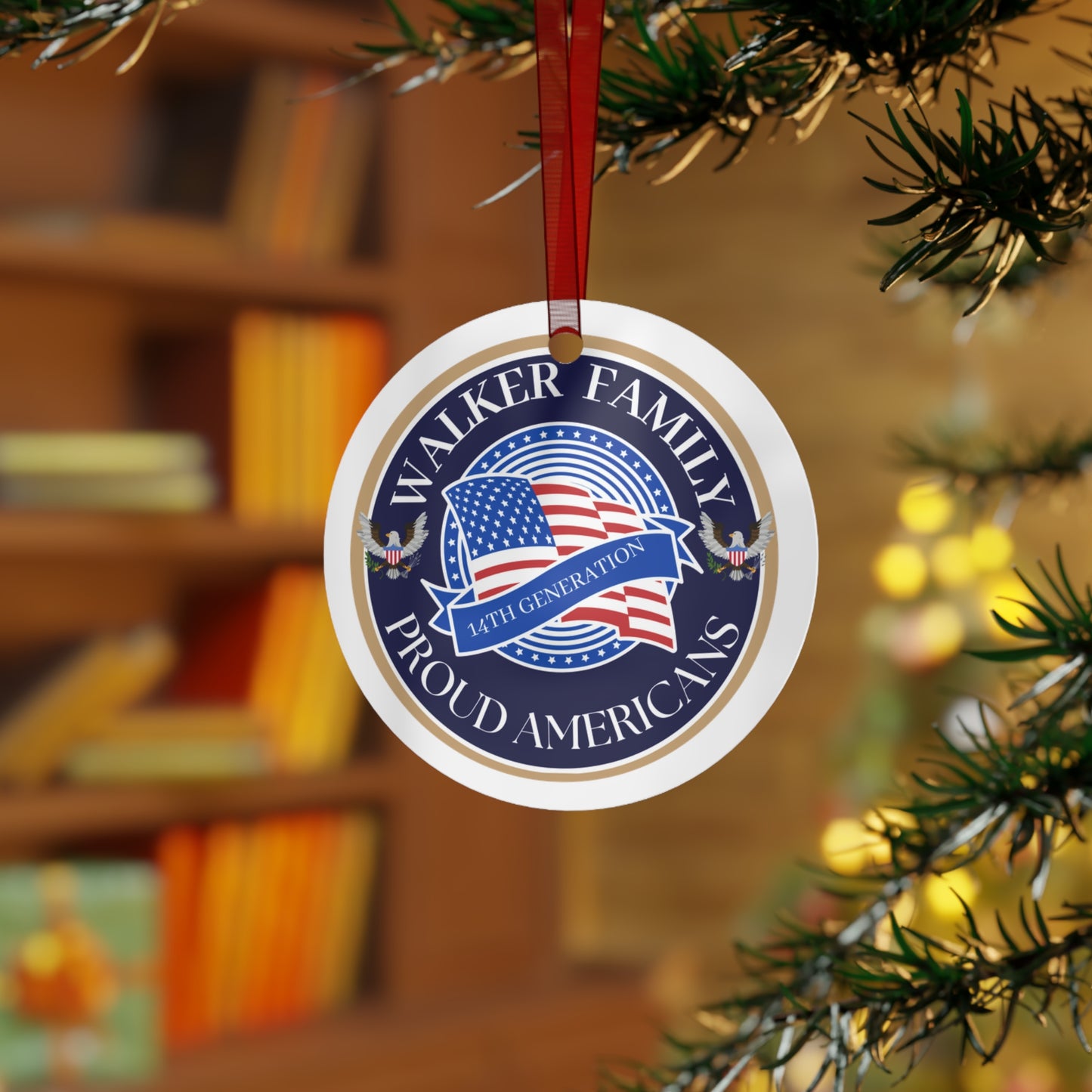 Personalized Metal Ornament - Proud Americans Family Bell