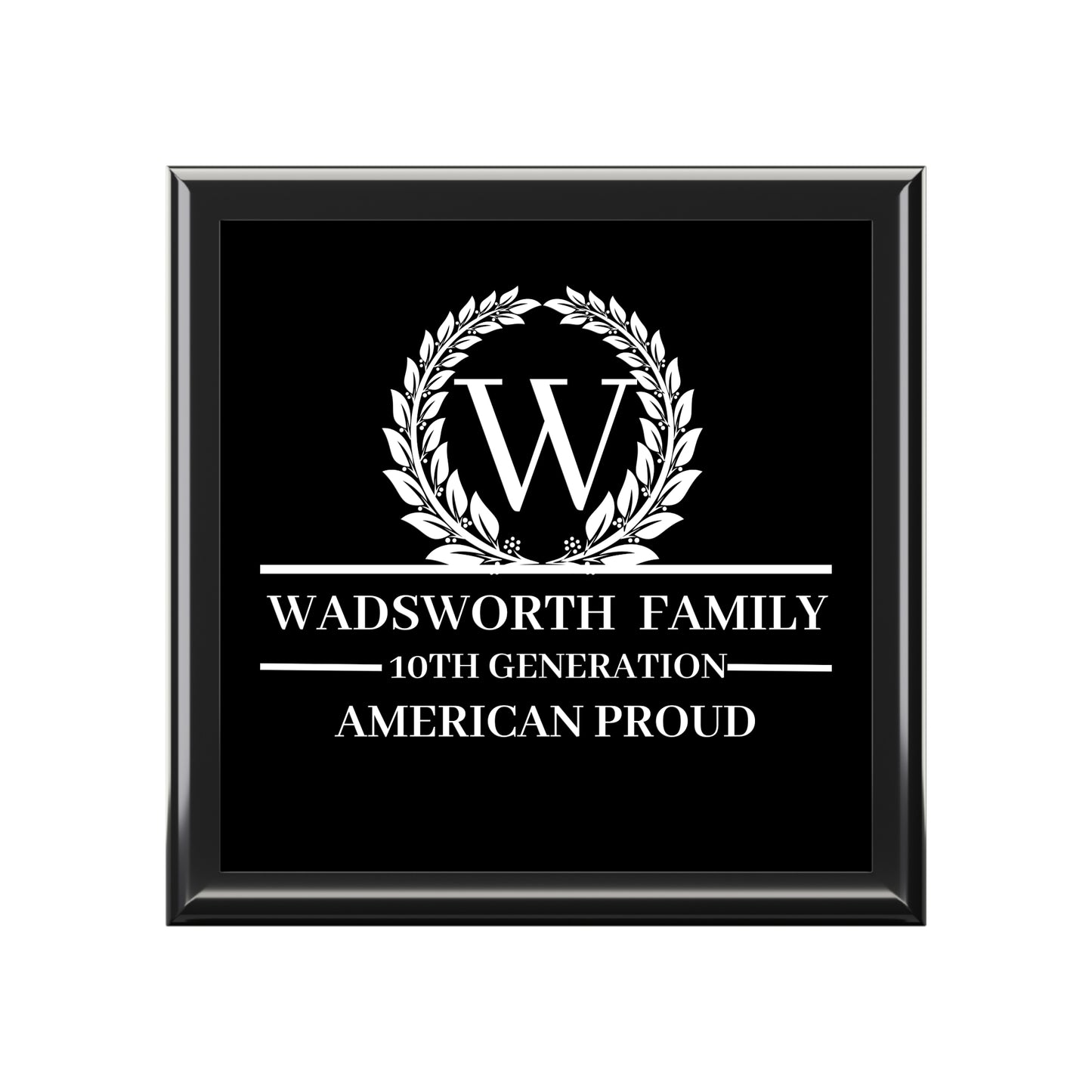 WADSWORTH Personalized Family Jewelry Box - Wadsworth Family Heritage Design