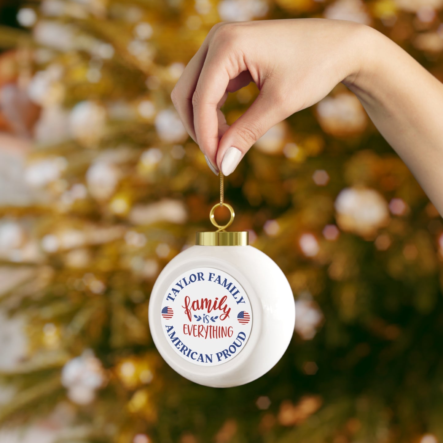 TAYLOR FAMILY American Proud Christmas Ball Ornament - Family is Everything Design