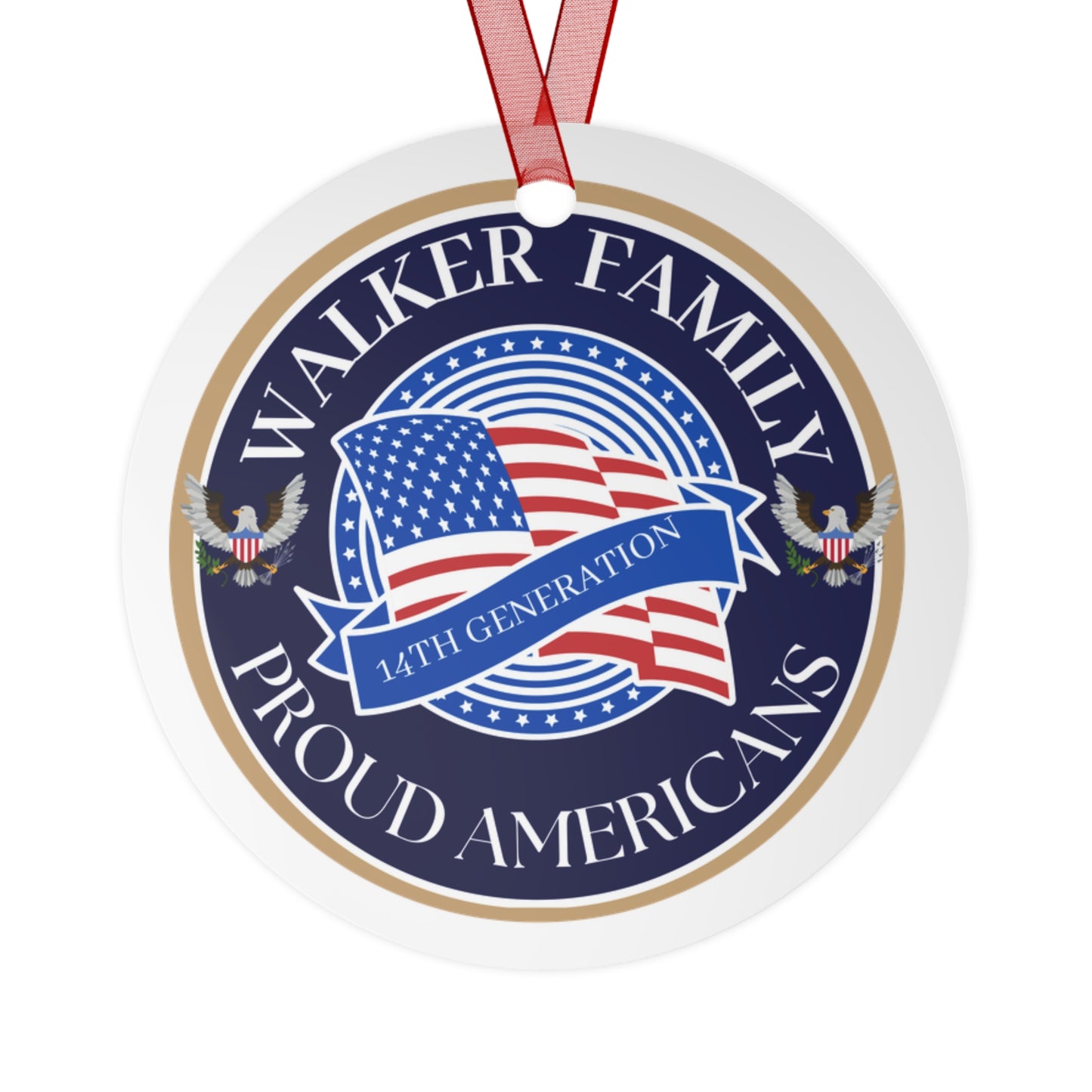 Personalized Metal Ornament - Proud Americans Family Bell