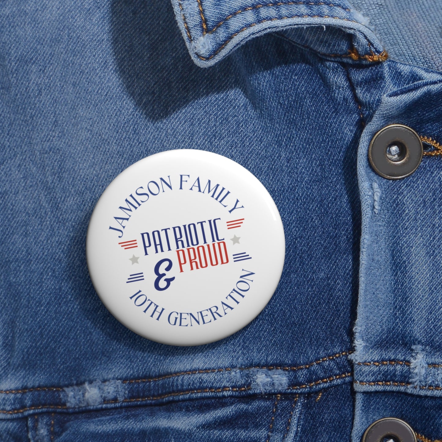 Jamison Family Patriotic Pin Buttons for Family Celebrations