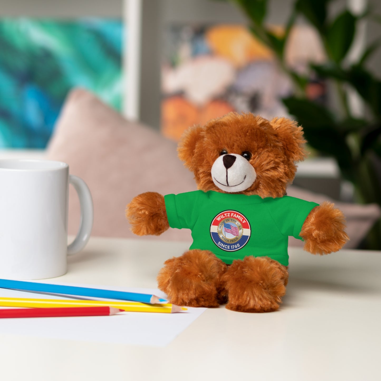 Wiltz Family Tee Stuffed Animal - Personalized Plush Bear with Family Emblem