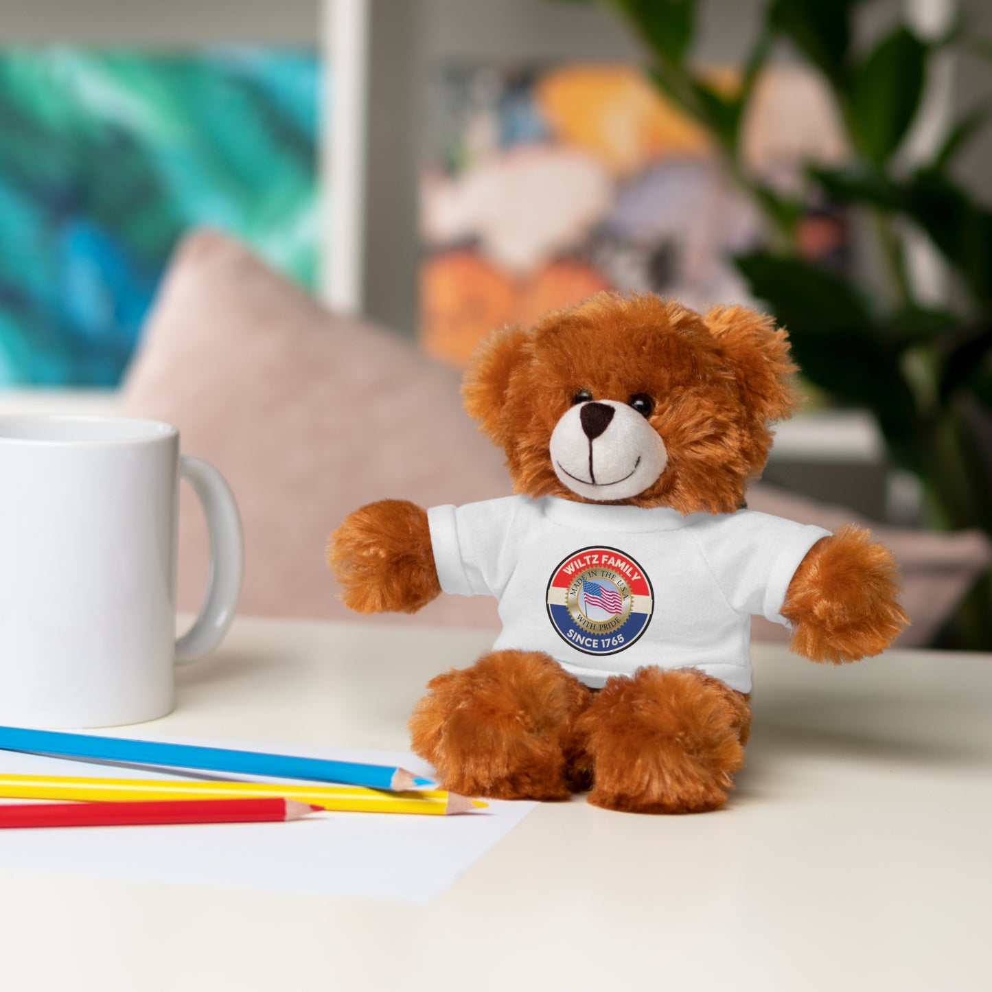 Wiltz Family Tee Stuffed Animal - Personalized Plush Bear with Family Emblem