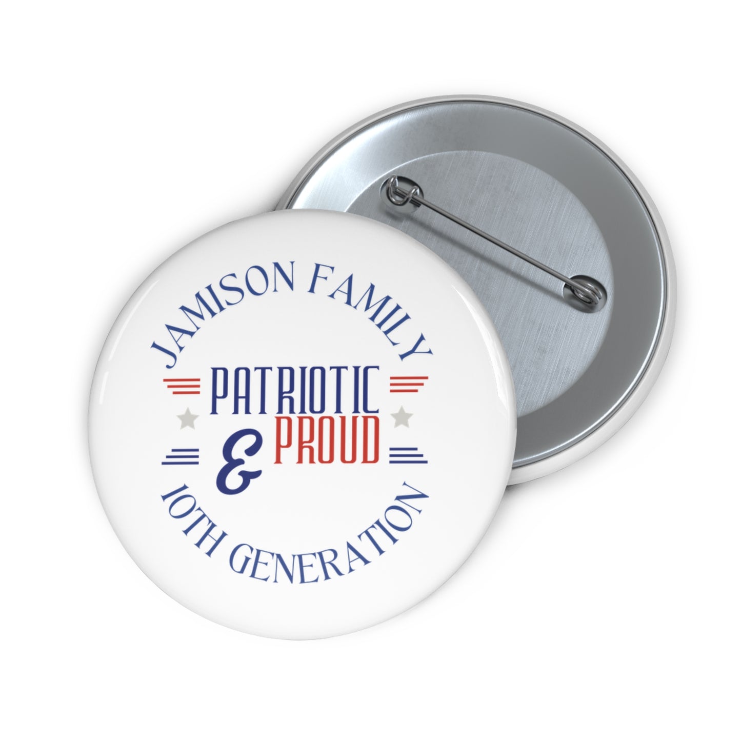 Jamison Family Patriotic Pin Buttons for Family Celebrations
