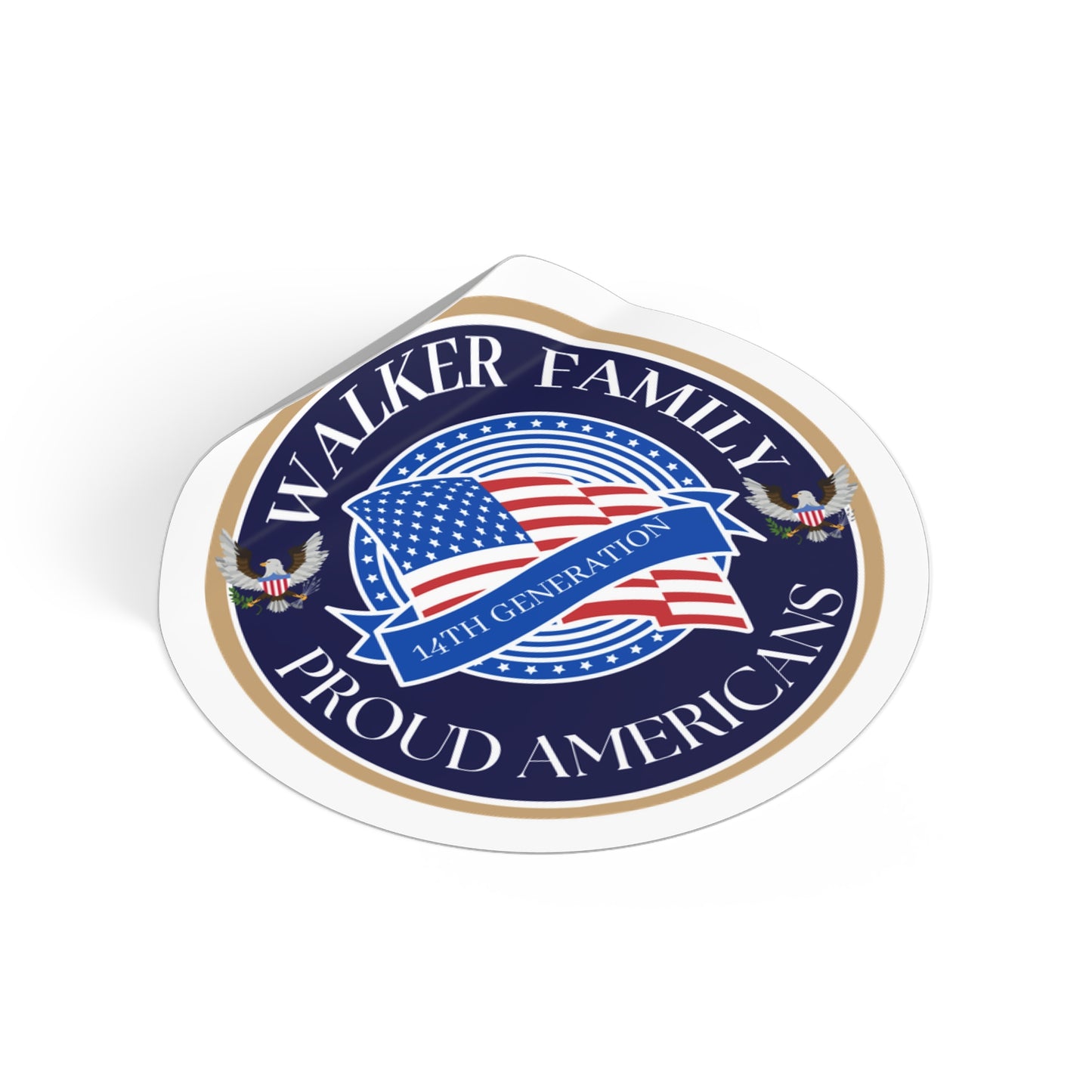 WALKER Proud Americans Family Round Vinyl Stickers - 14th Generation Patriotic Decal