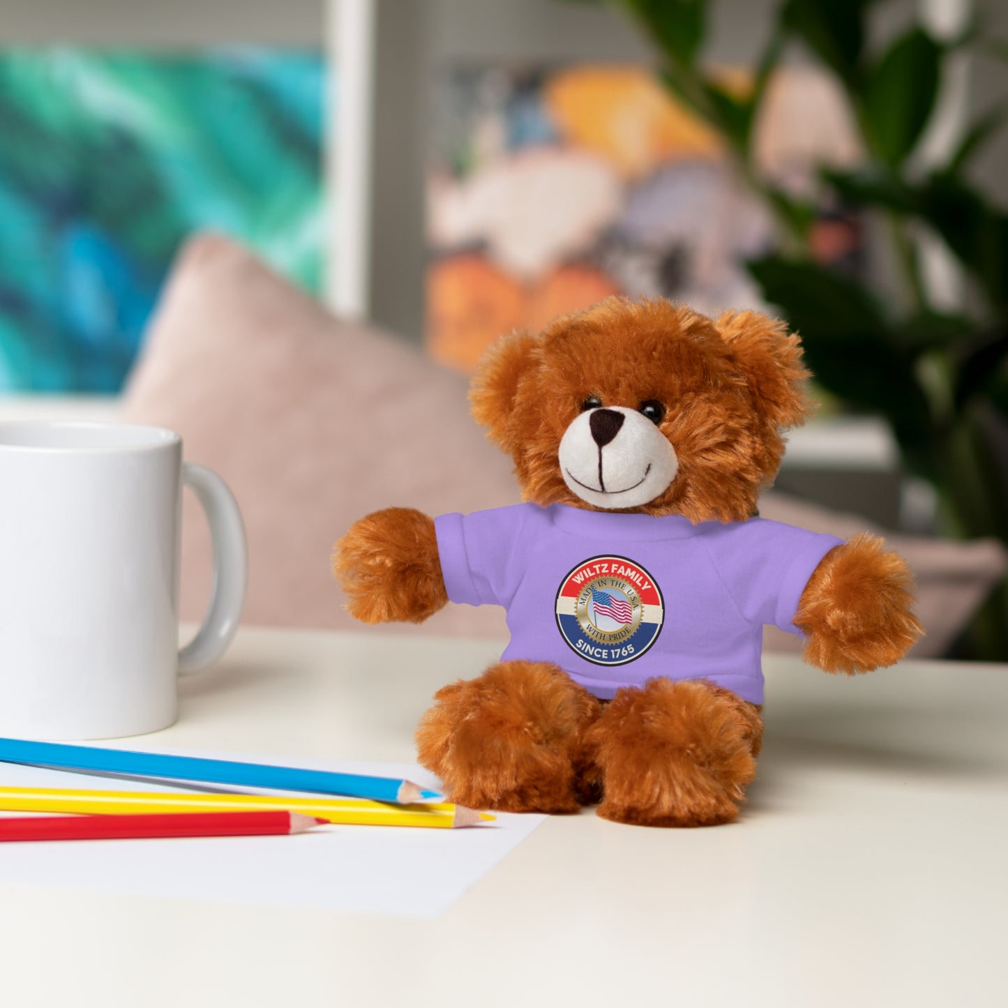 Wiltz Family Tee Stuffed Animal - Personalized Plush Bear with Family Emblem