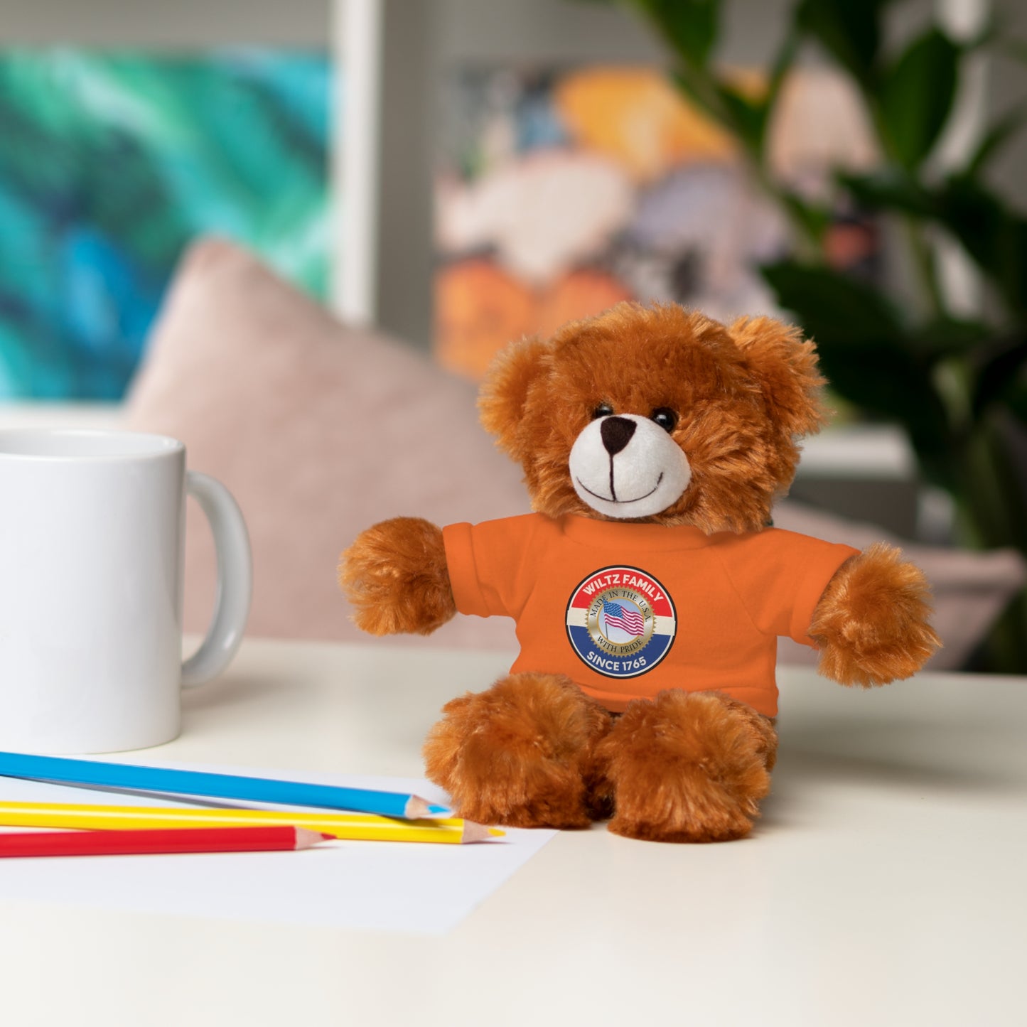 Wiltz Family Tee Stuffed Animal - Personalized Plush Bear with Family Emblem