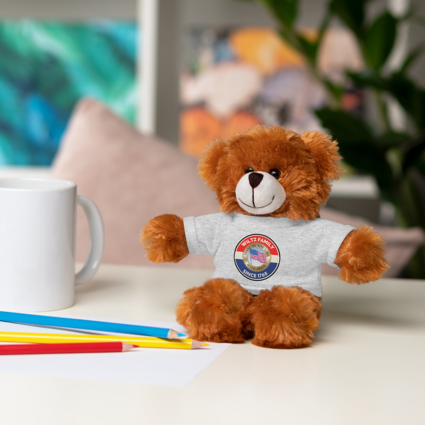 Wiltz Family Tee Stuffed Animal - Personalized Plush Bear with Family Emblem