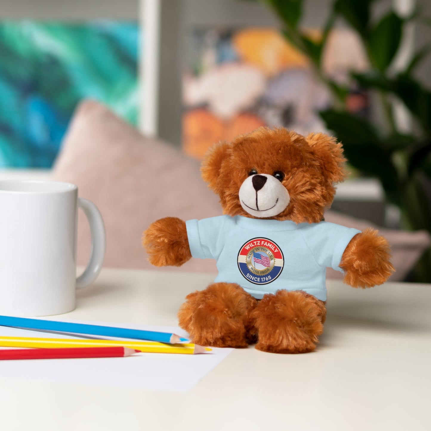 Wiltz Family Tee Stuffed Animal - Personalized Plush Bear with Family Emblem