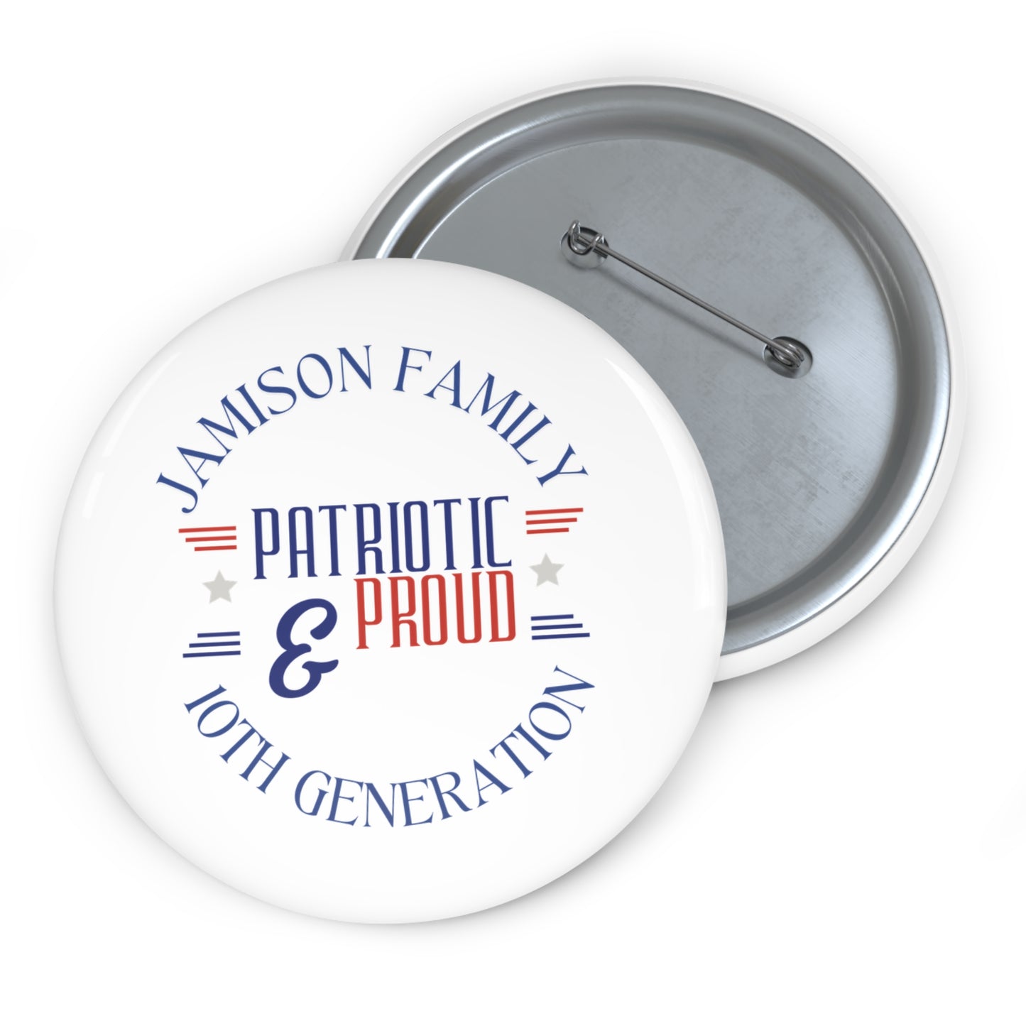 Jamison Family Patriotic Pin Buttons for Family Celebrations