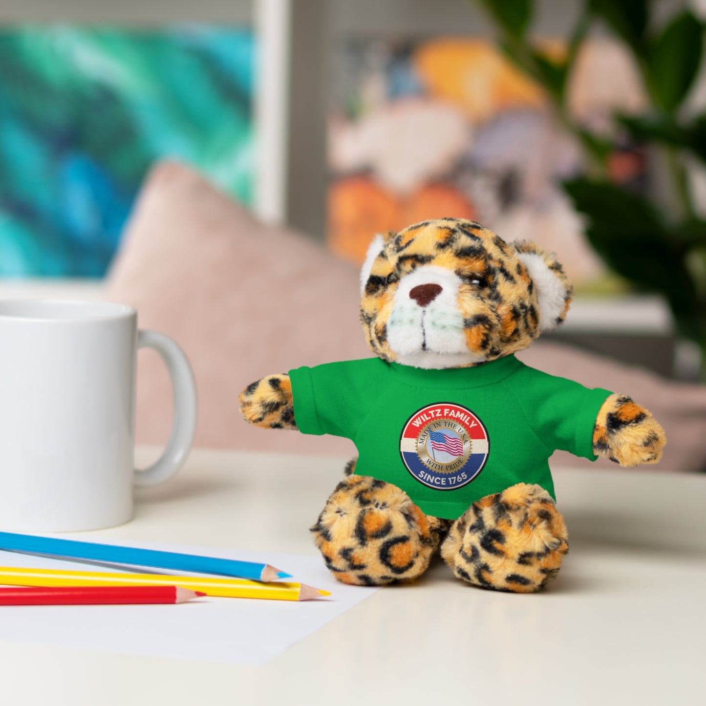 Wiltz Family Tee Stuffed Animal - Personalized Plush Bear with Family Emblem