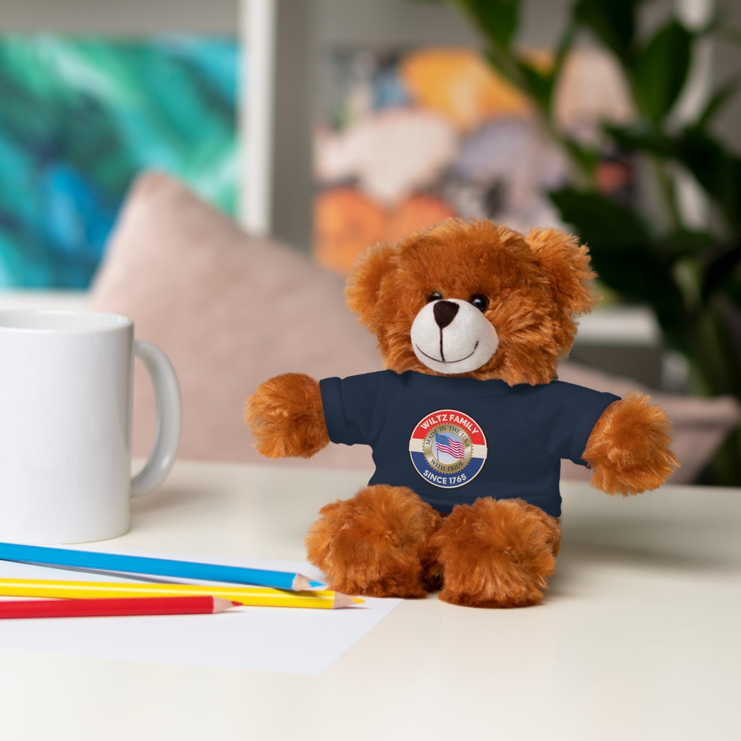 Wiltz Family Tee Stuffed Animal - Personalized Plush Bear with Family Emblem