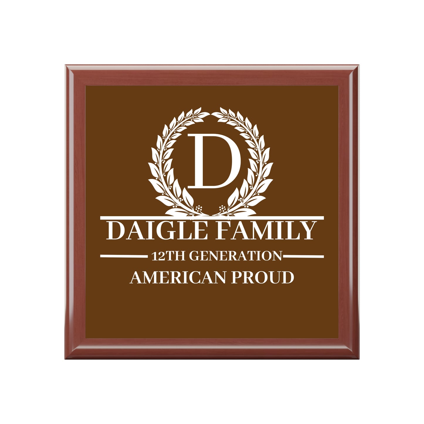 DAIGLE Personalized Family Heritage Jewelry Box - American Proud Design