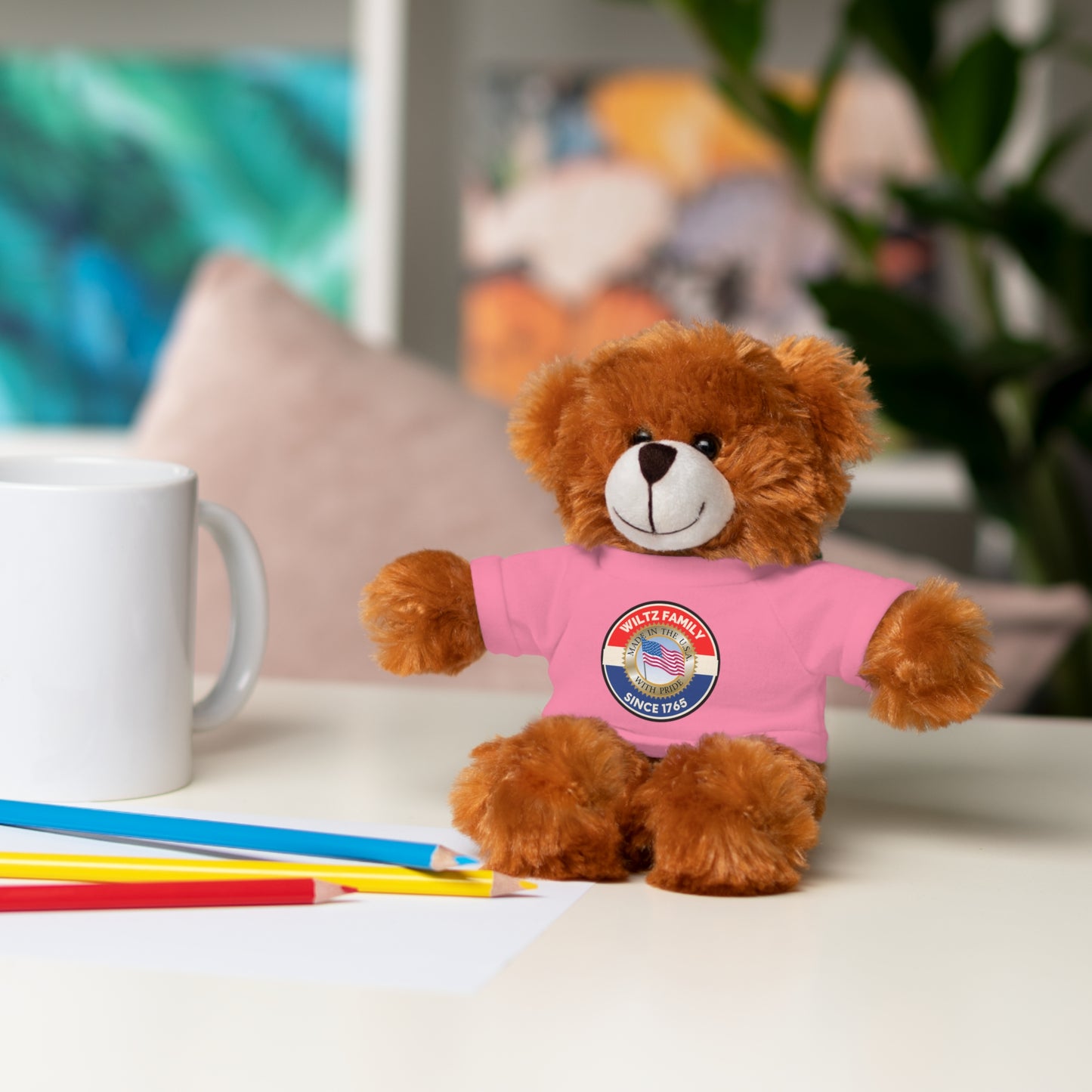 Wiltz Family Tee Stuffed Animal - Personalized Plush Bear with Family Emblem